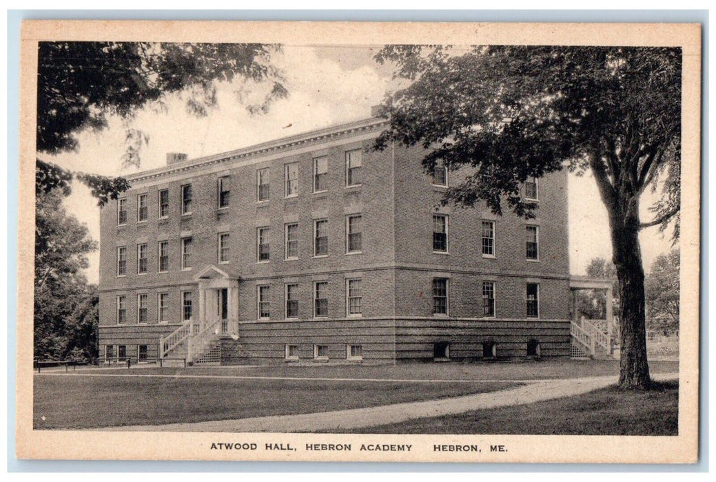 c1930's Atwood Hall Hebron Academy Building Campus Hebron Maine ME Postcard