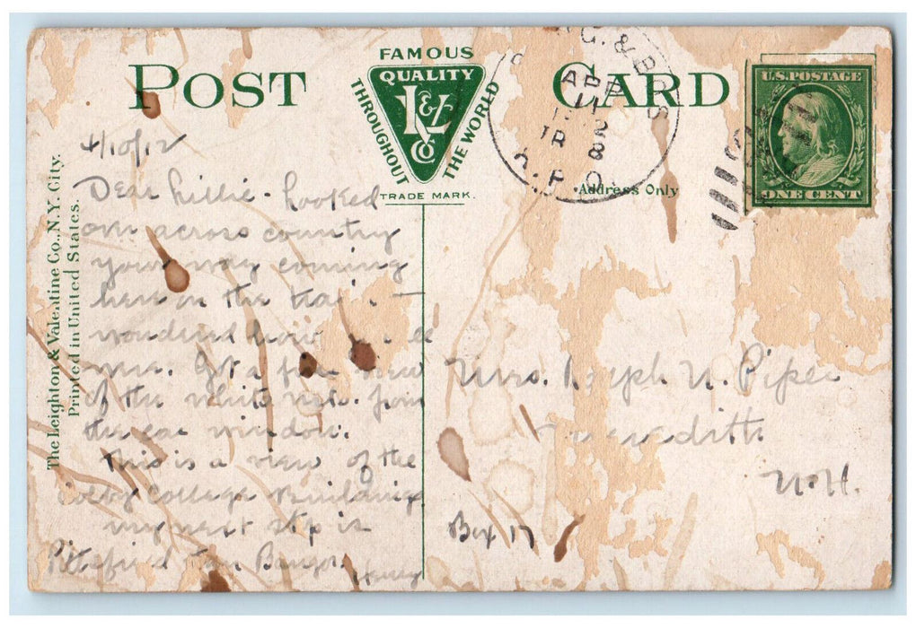 c1910 Campus North Waterville Maine ME Banc & Bos RPO Antique Postcard