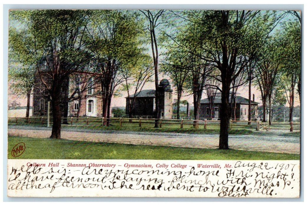 1907 Colburn Hall Shannon Observatory Gymnasium Colby College ME Postcard
