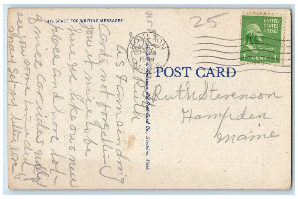 1948 High School Building Street View Houlton Maine ME Posted Vintage Postcard