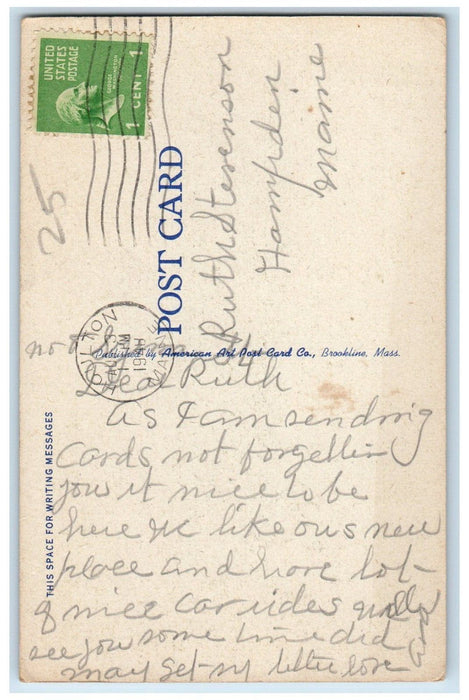 1948 High School Building Street View Houlton Maine ME Posted Vintage Postcard
