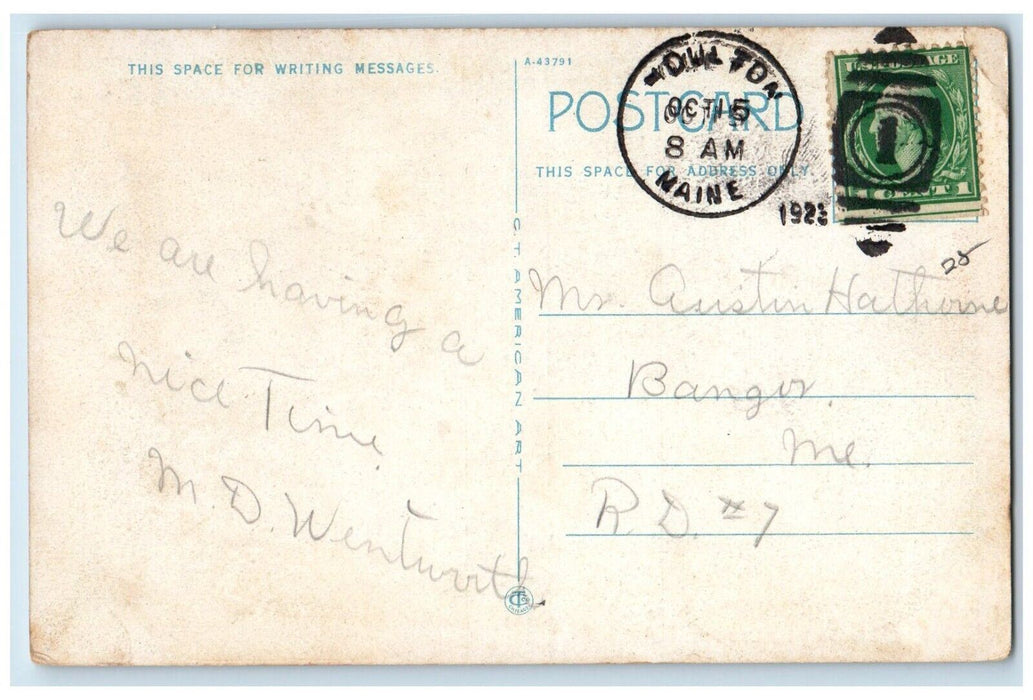1923 Public Library Building Houlton Maine ME Posted Vintage Postcard