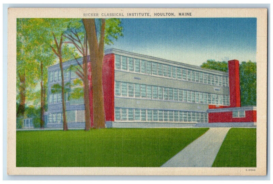 c1930's Ricker Classical Institute Building Campus Houlton Maine ME Postcard