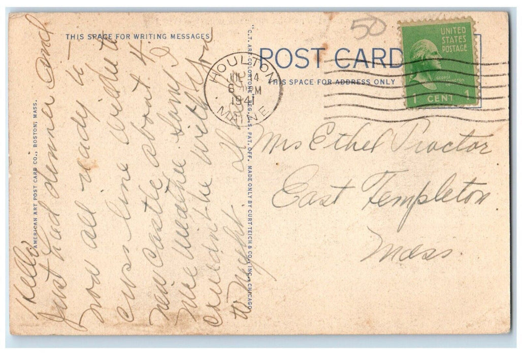 1941 United States Customs Immigration Inspection Station Houlton ME Postcard