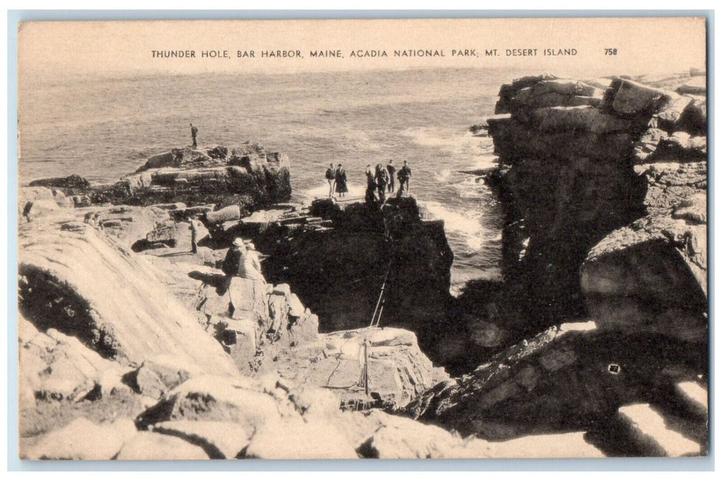 1949 Acadia National Park Thunder Hole Bar Harbor Maine ME Postcard