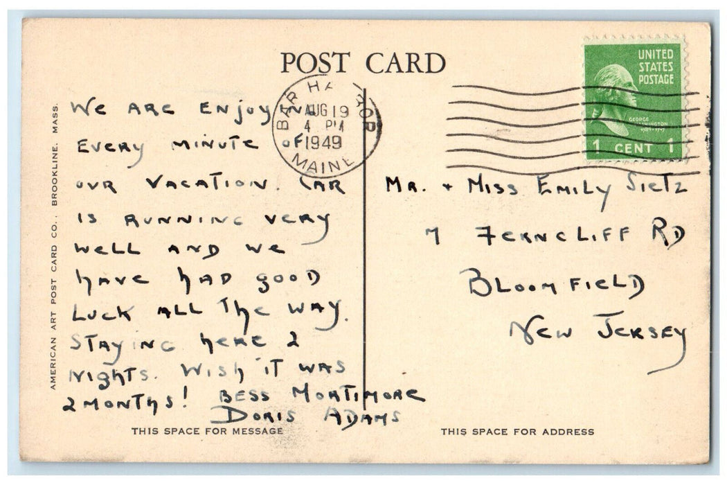 1949 Acadia National Park Thunder Hole Bar Harbor Maine ME Postcard
