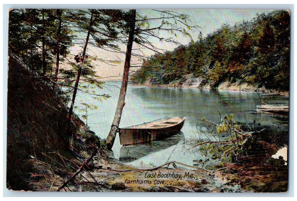 1907 Boats Scene, East Boothbay Farnhams Cove Maine ME Antique Postcard