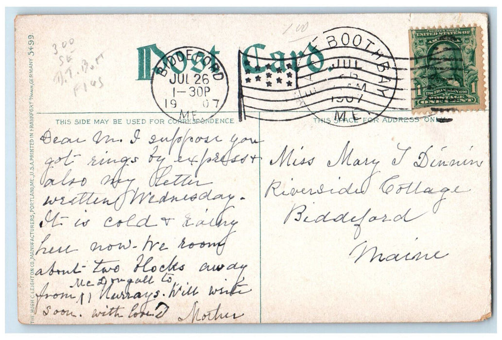 1907 Boats Scene, East Boothbay Farnhams Cove Maine ME Antique Postcard