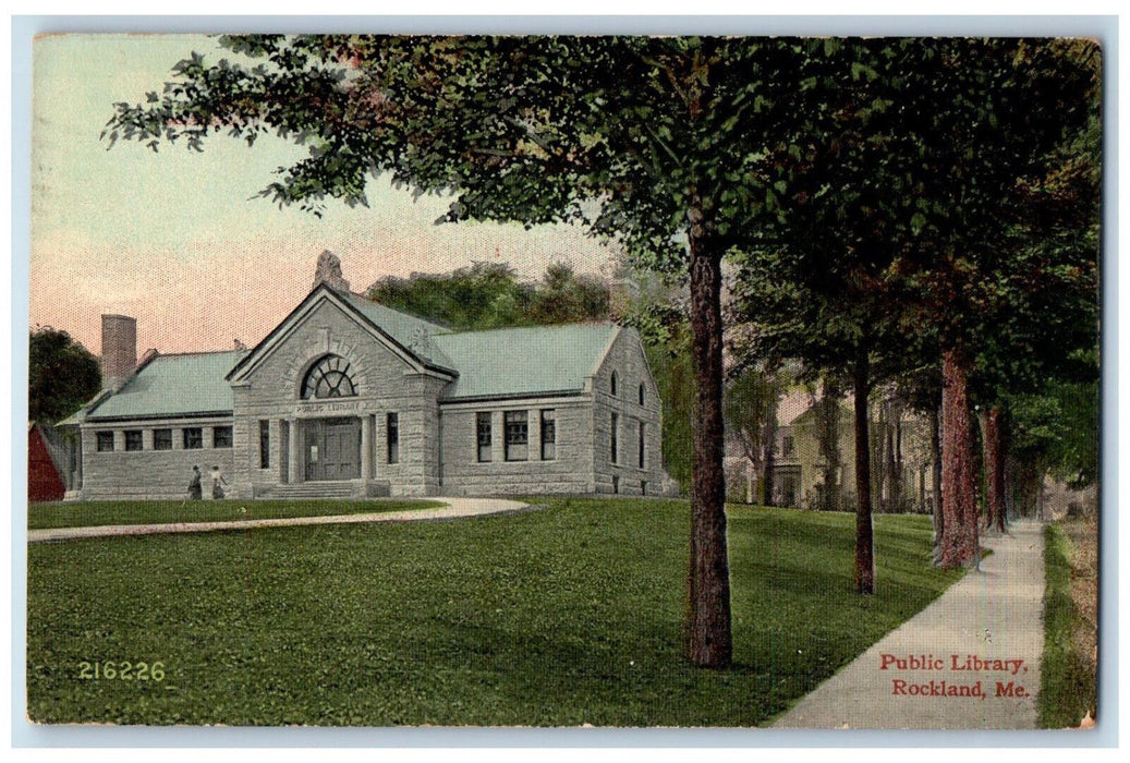 1913 Small Way, Public Library Rockland Maine ME Antique Posted Postcard