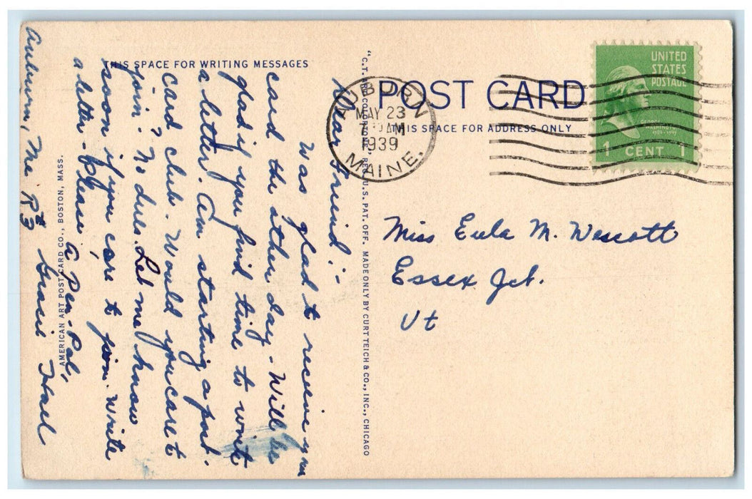 1939 The Chapel Bates College Lewiston Maine ME Vintage Posted Postcard