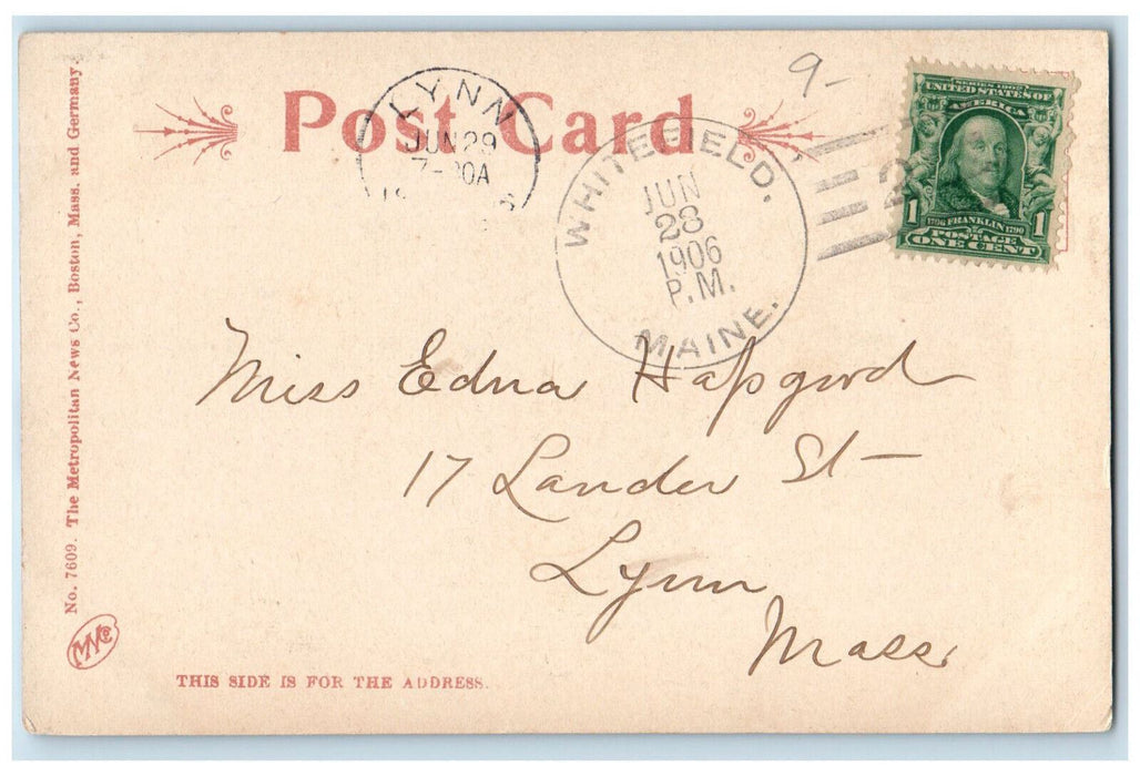 1906 "Kennebec River" Gardiner Maine ME Whitefield ME Antique Postcard