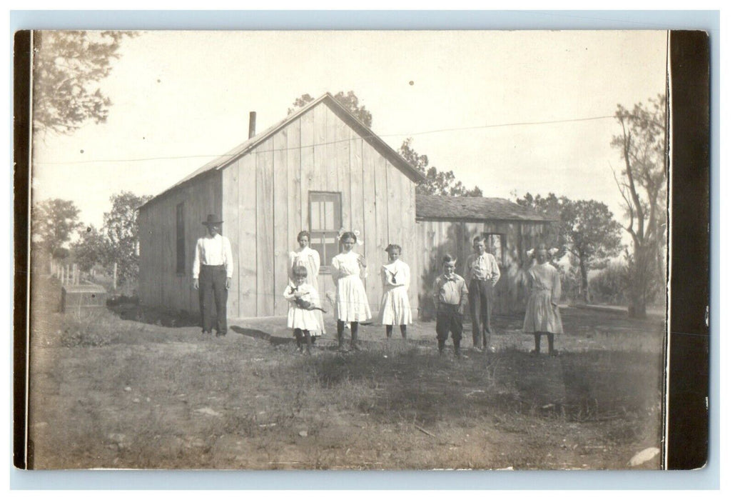 c1920's Engler Family House Boys Girls Cat  Colorado CO RPPC Photo Postcard