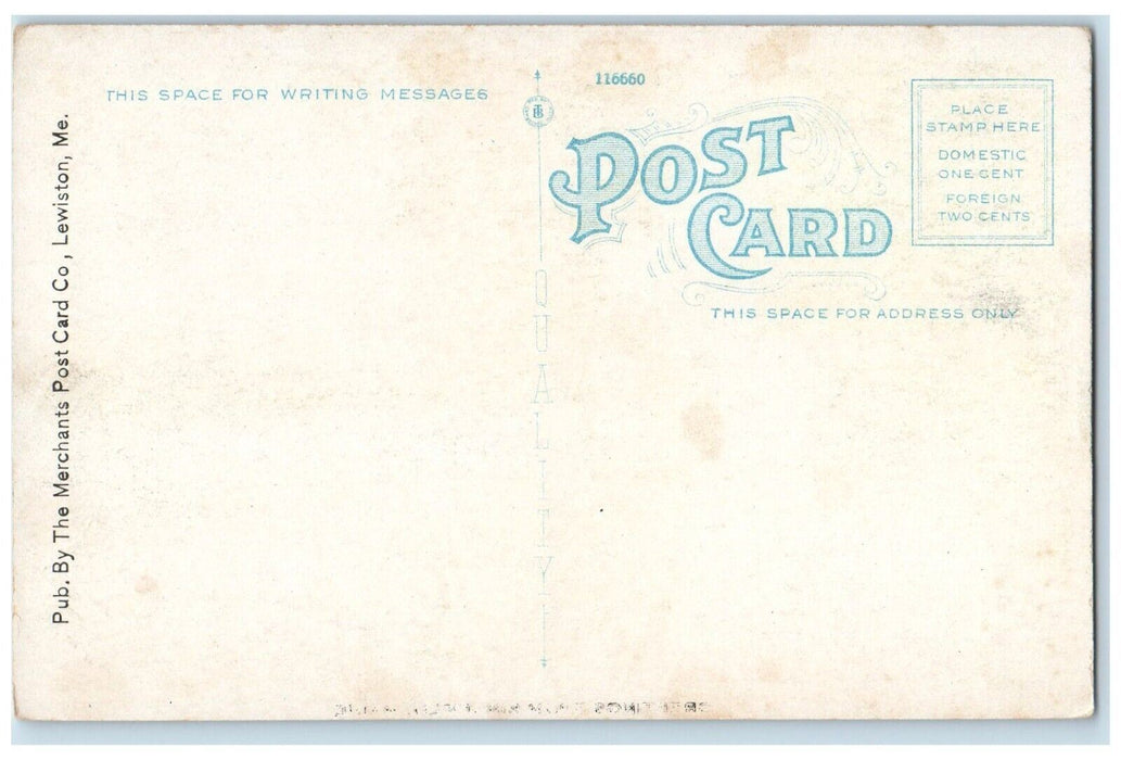 c1920's Greetings From Kingfield Maine ME, Road And Lake View Vintage Postcard