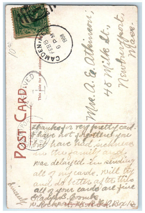 1908 The Kennebec River, Gardiner Maine ME Camden ME Antique Postcard