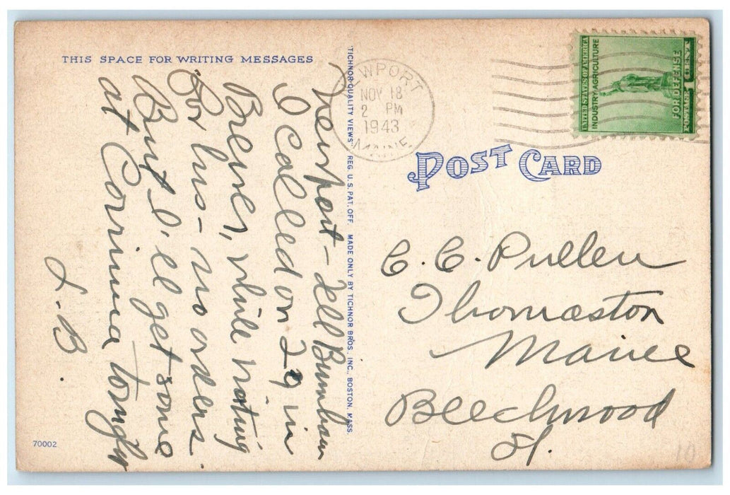 1943 Greetings From Lake Sebasticook Maine ME, Road View Vintage Postcard