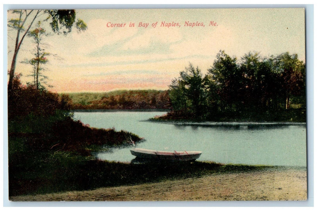 c1910 Boat in Corner in Bay of Naples, Naples Maine ME Antique Postcard