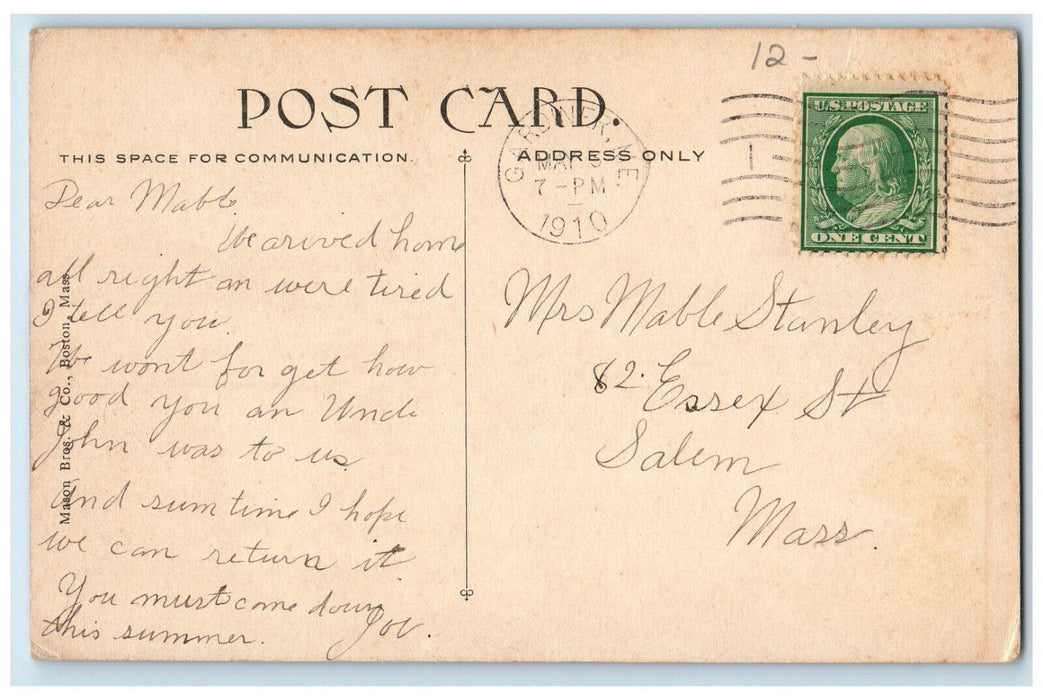 1910 Gardiner Paper Mills Building, Gardiner Maine ME Posted Antique Postcard
