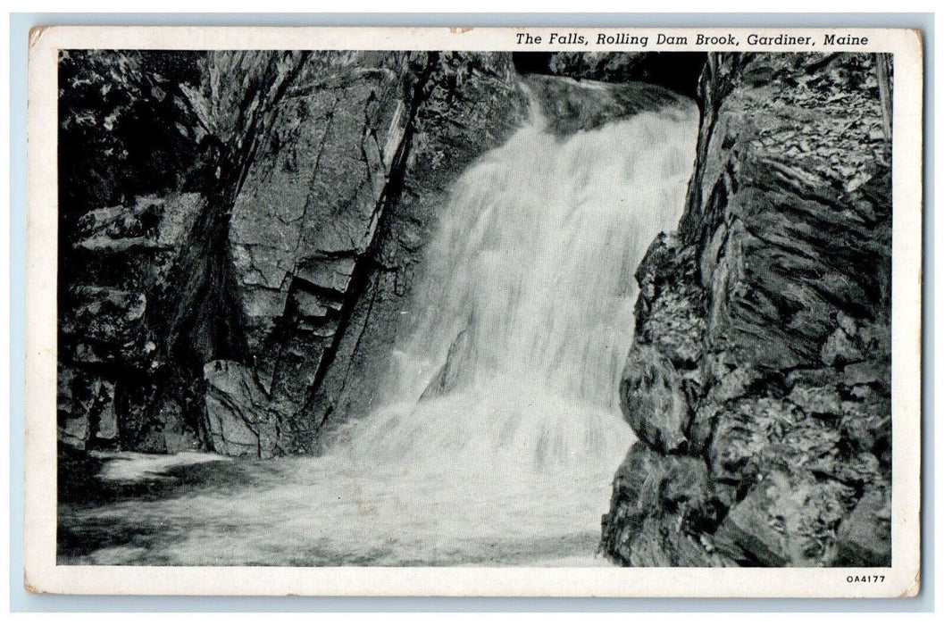 c1940's The Falls Rolling Dam Brook Gardiner Maine ME Unposted Postcard