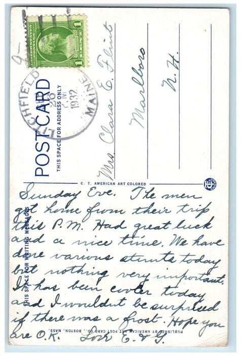 1932 Gardiner Randolph Bridge Gardiner Maine ME Litchfield ME Postcard