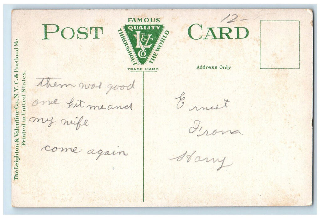 c1910 Clothes, Shoes, Cigar, Electric Shop Water Street Gardiner ME Postcard