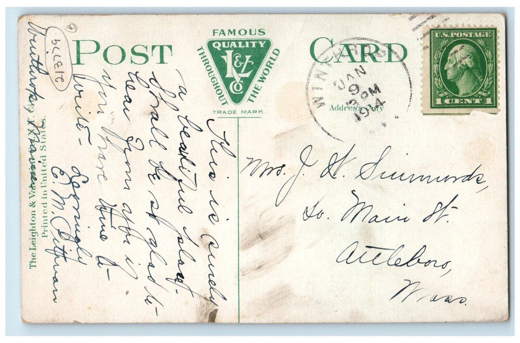 1914 Brows Point Canoe Boat Winthrop Lake Maranacook Maine ME Antique Postcard