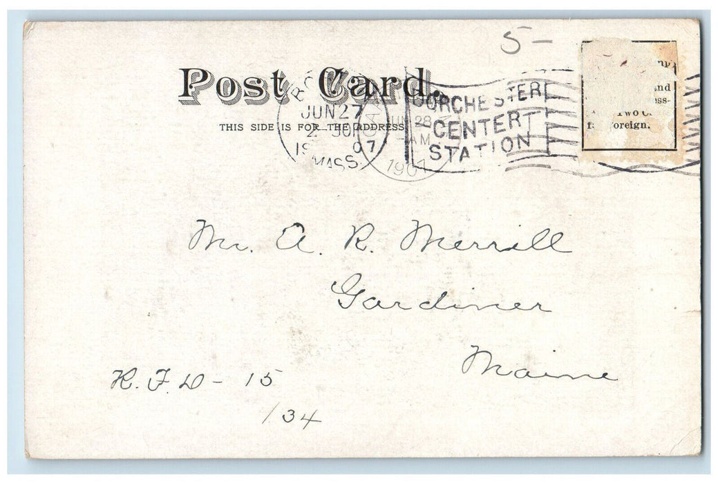 1907 Public Library Gardiner Maine ME CH Beane Antique Posted Postcard