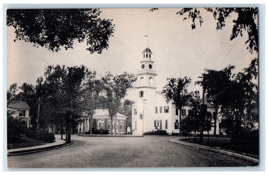 c1940's Public Library & Unitarian Church, Kennebunk Maine ME Unposted Postcard
