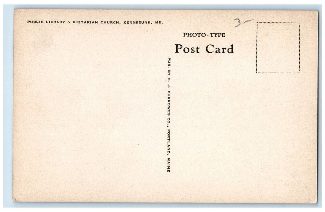 c1940's Public Library & Unitarian Church, Kennebunk Maine ME Unposted Postcard