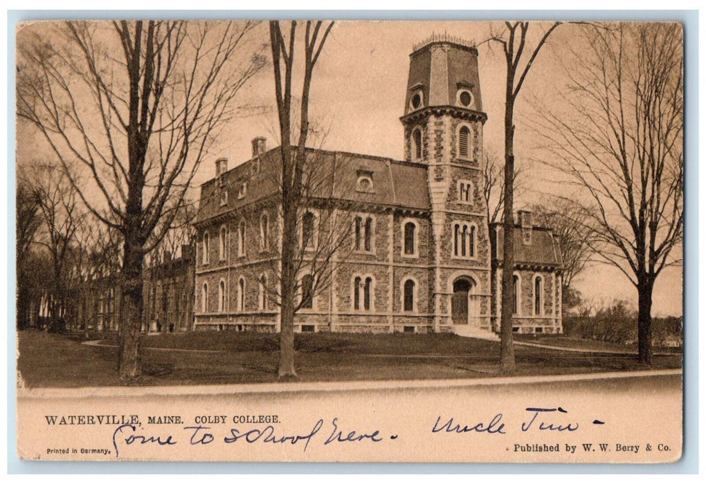 1906 Colby College Waterville Maine ME Ashland MI Banc & Bros RPO Tuck Postcard