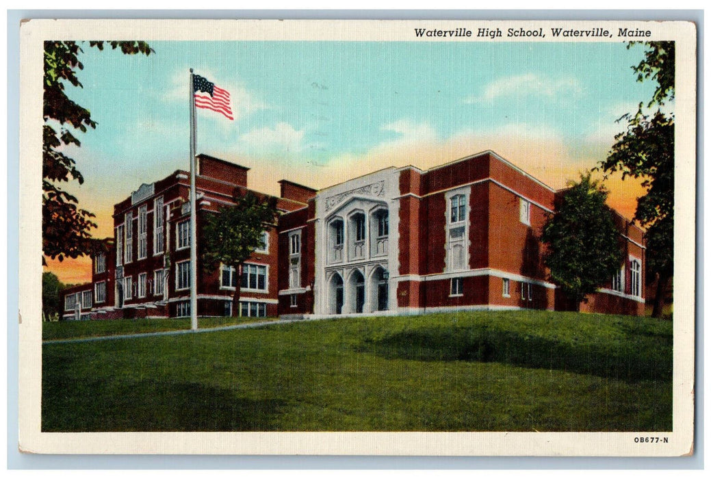 1949 Waterville High School Waterville Maine ME Vintage Posted Postcard