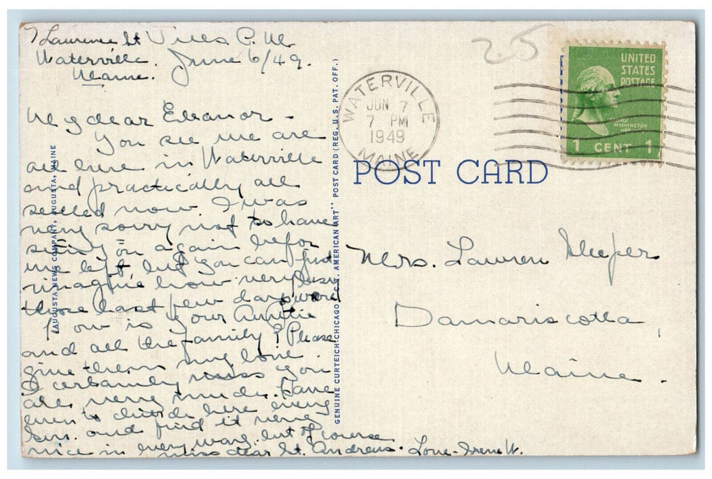 1949 Waterville High School Waterville Maine ME Vintage Posted Postcard