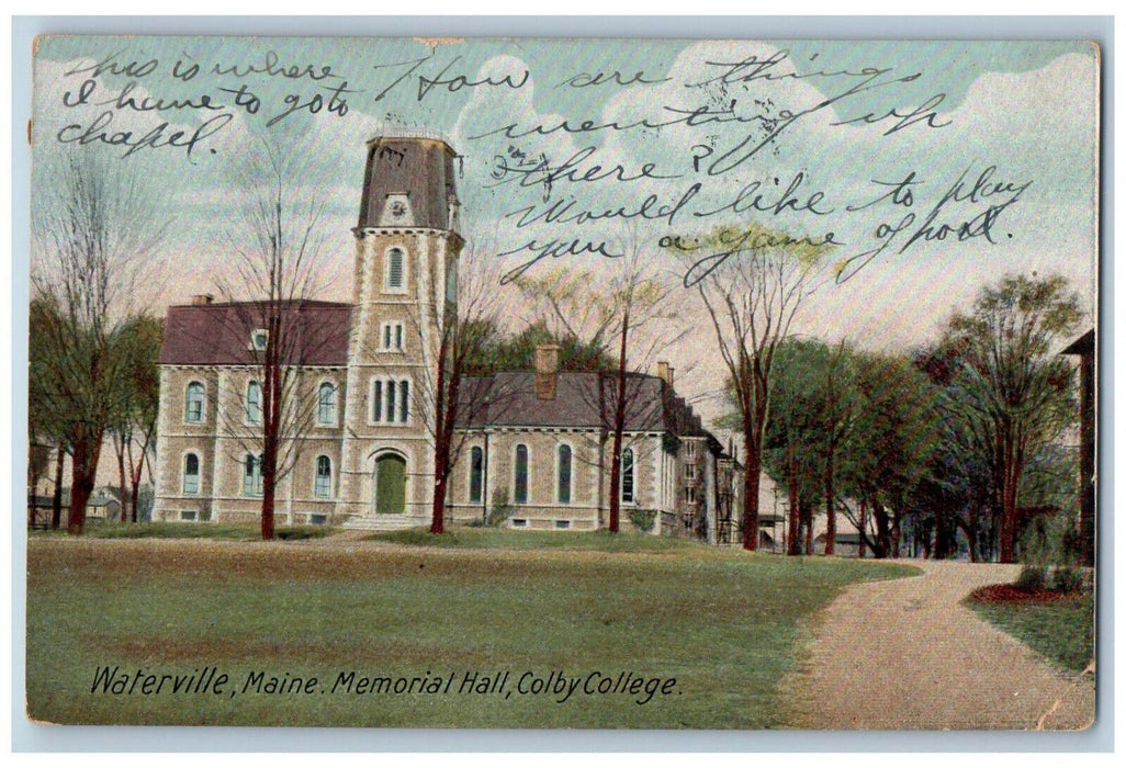 1910 Memorial Hall Colby College Waterville Maine ME Antique Postcard