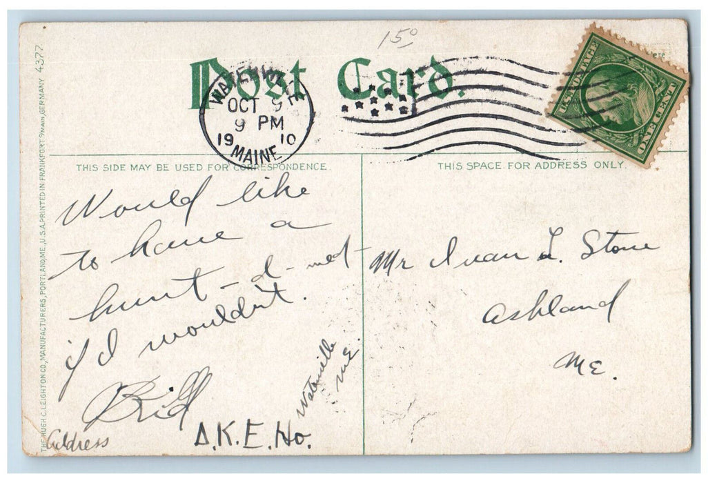 1910 Memorial Hall Colby College Waterville Maine ME Antique Postcard