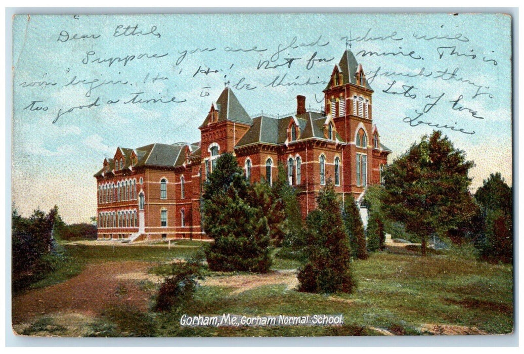1907 Gorham ME, Gorham Normal School Building Campus Posted Antique Postcard