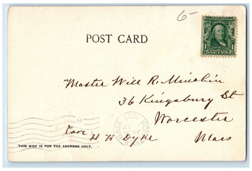 1905 Greetings From Ellsworth Maine ME, American House Posted Antique Postcard