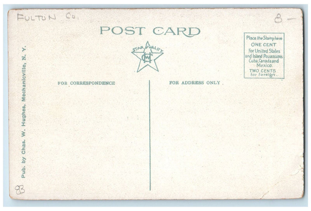 c1920's Crowd Waiting Railroad Station Fulton Co. Sacandaga New York NY Postcard