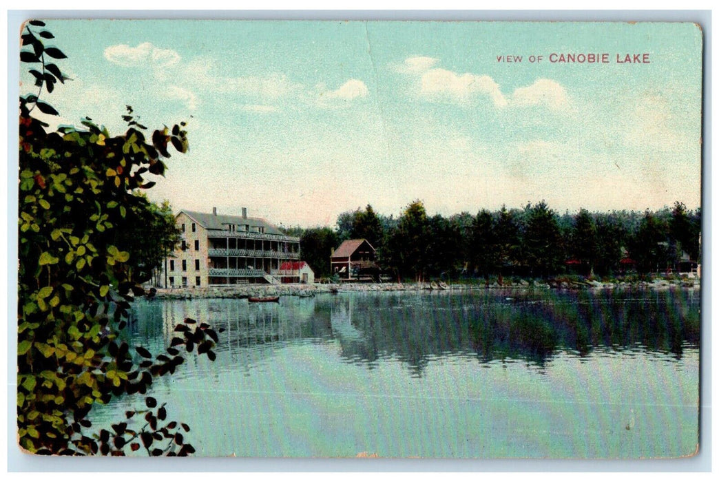 c1910's View On Canobie Lake New Hampshire NH, Building Boats Scene Postcard