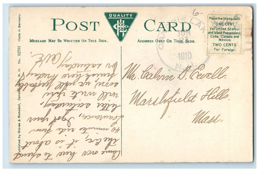 1910 Mineola On Her Trip Around The Lake Boat Canobie Lake NH Antique Postcard