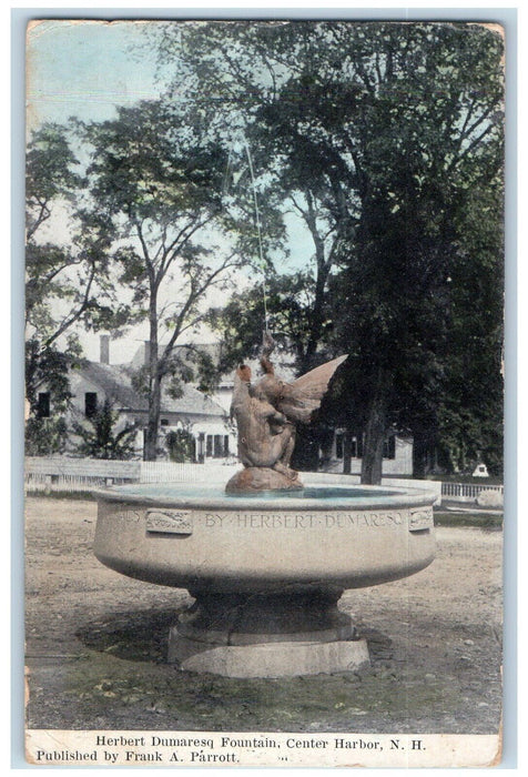 1909 Herbert Dumaresq Fountain Center Harbor New Hampshire NH Antique Postcard
