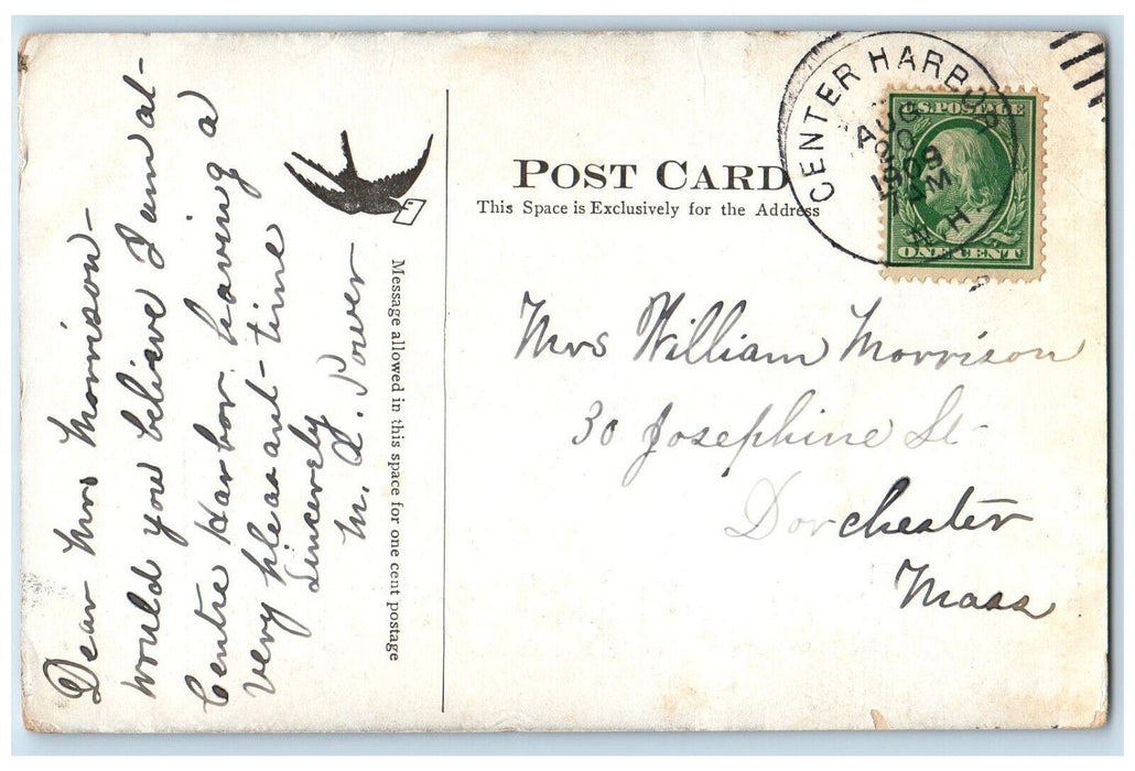 1909 Herbert Dumaresq Fountain Center Harbor New Hampshire NH Antique Postcard