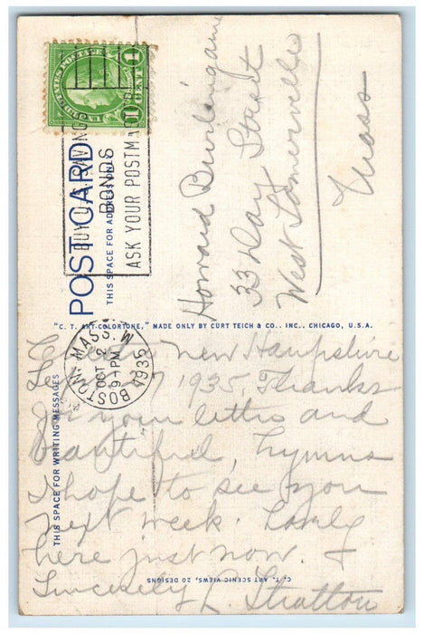 1935 Greetings From Chester New Hampshire NH, Road View Antique Postcard