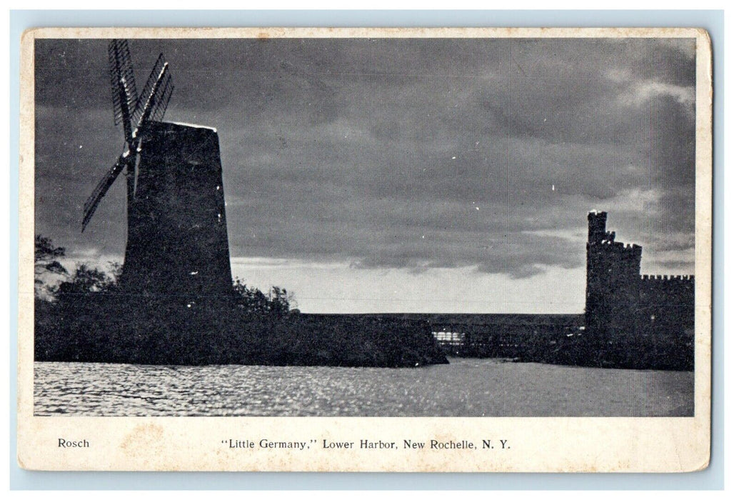 c1905 Little Germany Lower Harbor Windmill New Rochelle New York NY Postcard