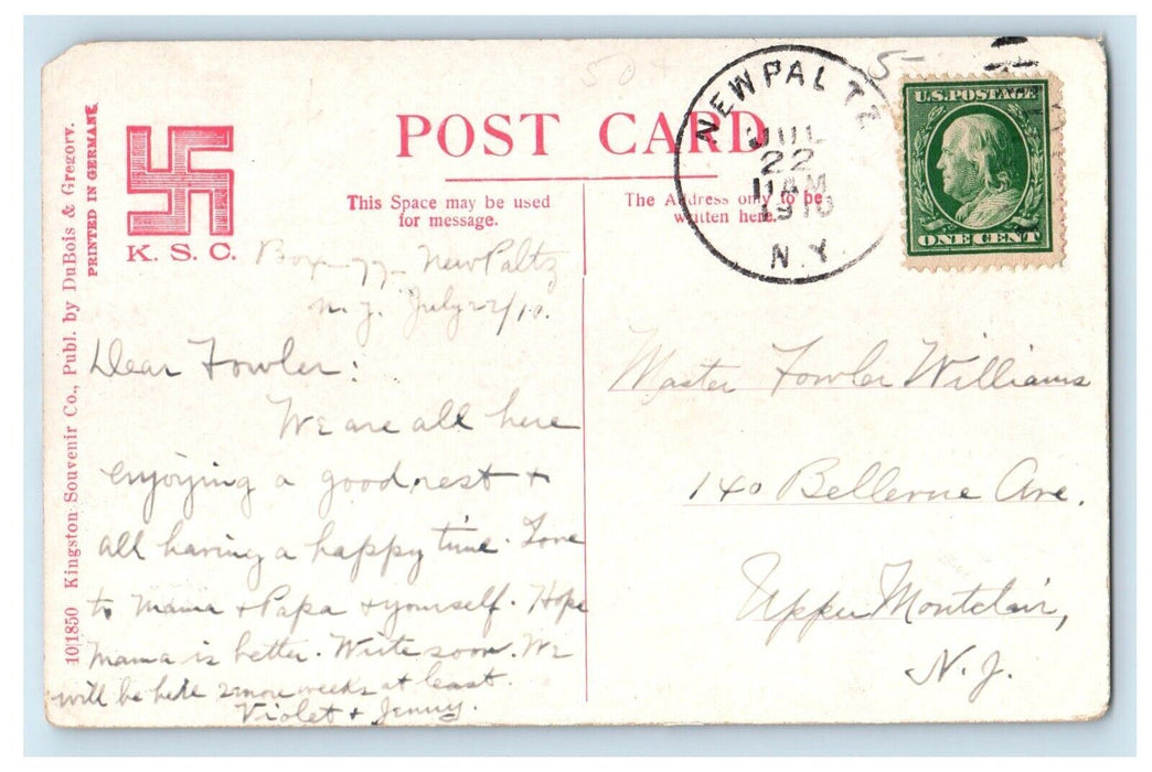 1910 State Normal School Building New Paltz New York NY Posted Antique Postcard