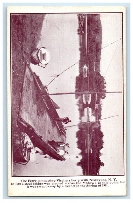 c1910's The Ferry Connecting Vischers Ferry Niskayuna NY, Boats Dock Postcard