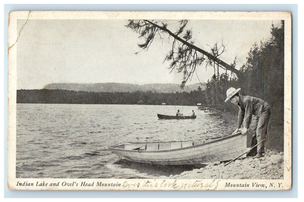 1908 Indian Lake And Owl's Head Mountain, Mountain View New York NY Postcard