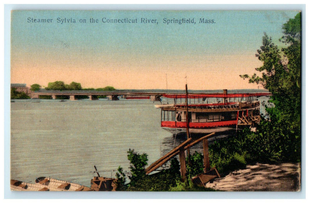 c1910s Steamer Sylvia, Springfield, Massachusetts MA Connecticut River Postcard