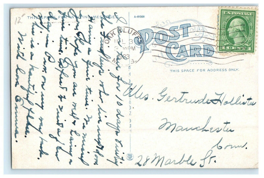 1923 Lake Anthony from Lake Avenue, Oak Bluffs Massachusetts MA Postcard