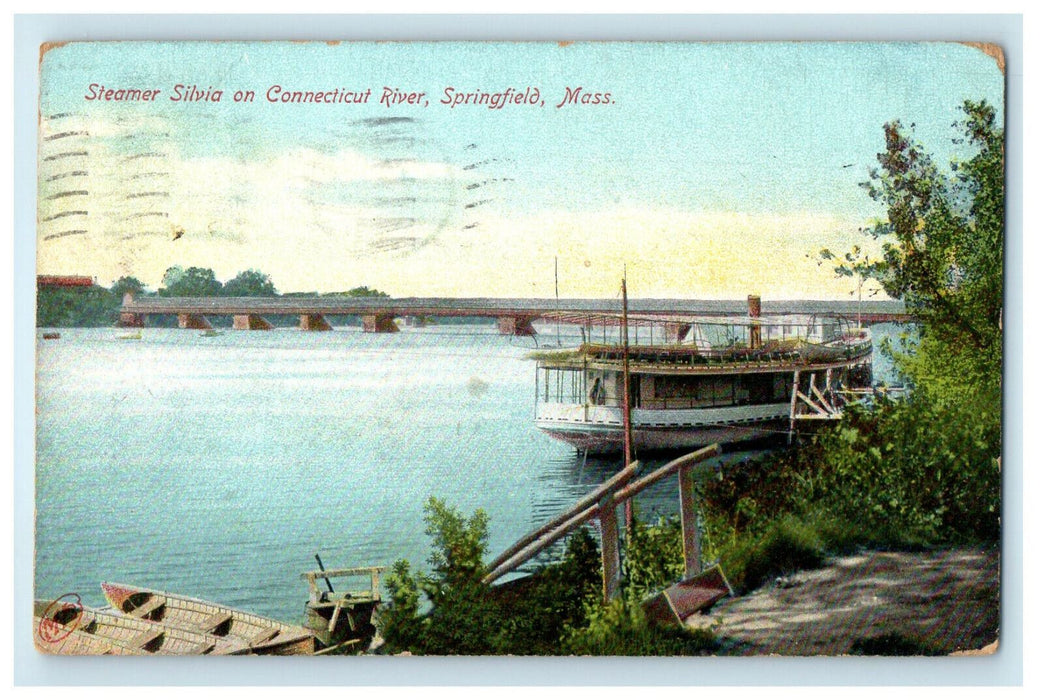1907 Steamer Silvia on Connecticut River Springfield Massachusetts MA Postcard