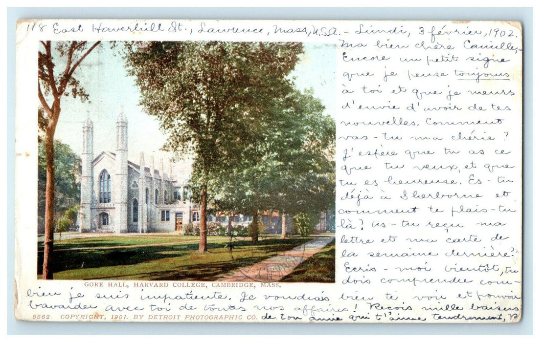 1901 Gore Hall, Harvard College, Cambridge Massachusetts MA Posted PMC Postcard