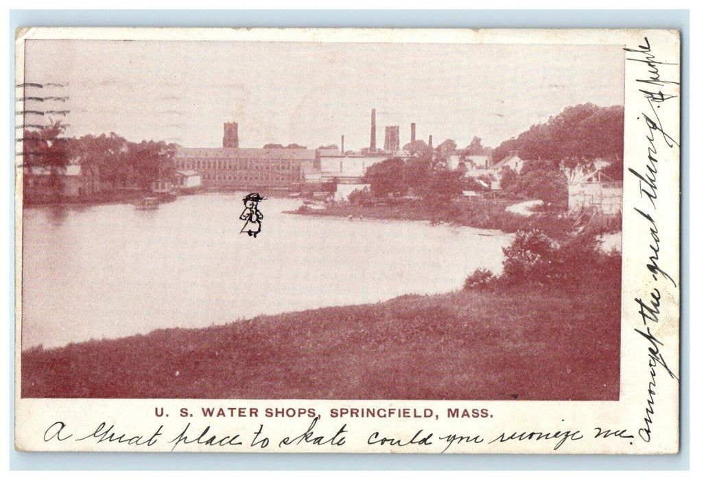 1907 U.S. Water Shops Springfield, Massachusetts MA Antique Postcard